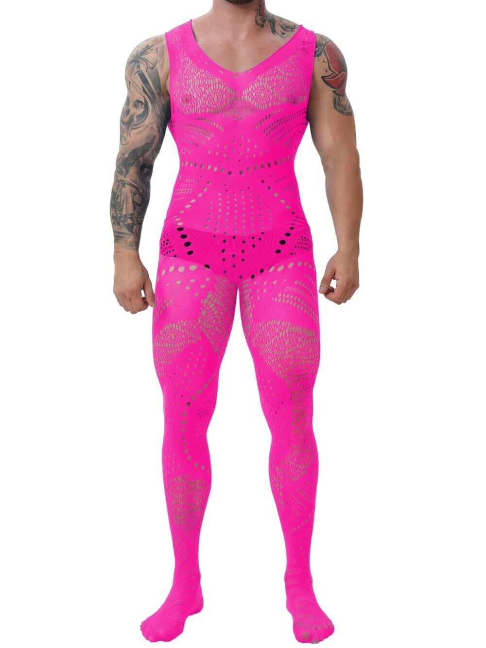 5557 Lingerie, Sexy Gift For Him Body Stockings, Fishnet Bodysuit Lace